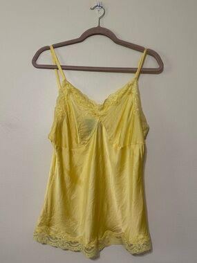 Bay Studio Yellow Lace-Trim Silk Slip Tank Top